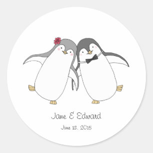 Aangepaste bruiloft gunst Sticker Schattige Pinguï