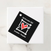 Aangepaste bruiloft: hart zwart en rood bedankjes labels (In situ)