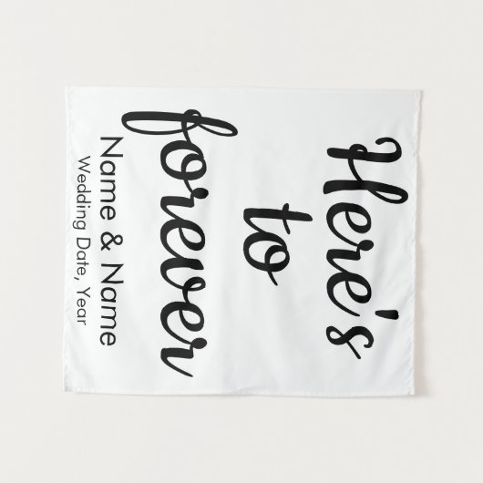 Aangepaste bruiloft Hier is voor altijd een ceremo Wandkleed (Voorkant (horizontaal))
