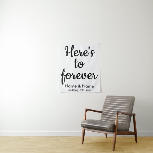 Aangepaste bruiloft Hier is voor altijd een ceremo Wandkleed (In situ)