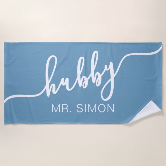 Aangepaste bruiloft Hubby Beach Handdoek (Voorkant)