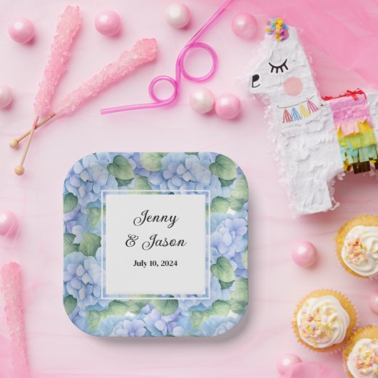 Aangepaste bruiloft Hydrangea papier Borden Papieren Bordje (Feest)