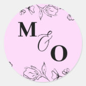 Aangepaste bruiloft Initiaal Sticker met bloemen (Voorkant)