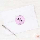 Aangepaste bruiloft Initiaal Sticker met bloemen (Envelop)