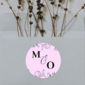 Aangepaste bruiloft Initiaal Sticker met bloemen