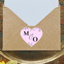 Aangepaste bruiloft Initiaal Sticker met bloemen