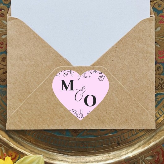 Aangepaste bruiloft Initiaal Sticker met bloemen