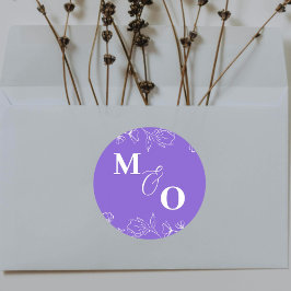 Aangepaste bruiloft Initiaal Sticker met bloemen