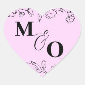 Aangepaste bruiloft Initiaal Sticker met bloemen (Voorkant)