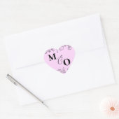 Aangepaste bruiloft Initiaal Sticker met bloemen (Envelop)