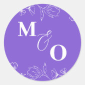 Aangepaste bruiloft Initiaal Sticker met bloemen (Voorkant)