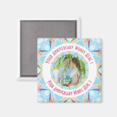 Aangepaste bruiloft Jubileum Blauwe foto begroetin Magneet (Voorkant / Achterkant)