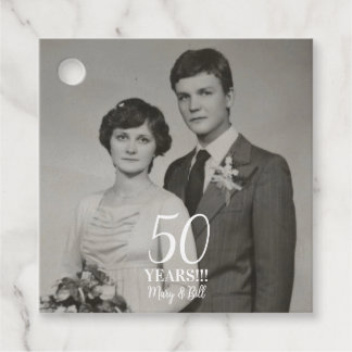 Aangepaste bruiloft jubileum foto Modern Bedankjes Labels