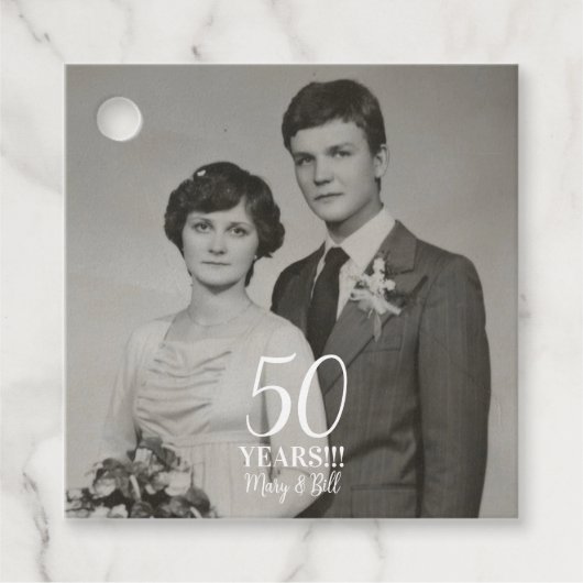 Aangepaste bruiloft jubileum foto Modern Bedankjes Labels (Voorkant)