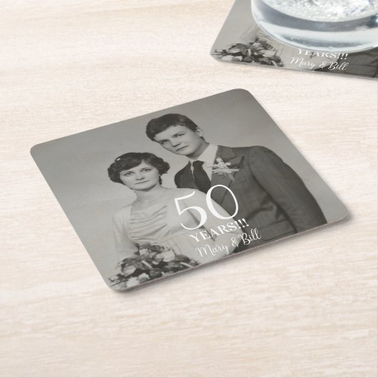 Aangepaste bruiloft jubileum foto Modern Kartonnen Onderzetters (Schuin)