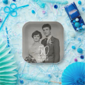 Aangepaste bruiloft jubileum foto Modern Papieren Bordje (Feest)