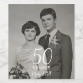 Aangepaste bruiloft jubileum foto Modern Wijn Etiket (Enkel label)