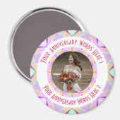 Aangepaste bruiloft Jubileum Paarse foto begroetin Magneet (Voorkant / Achterkant)