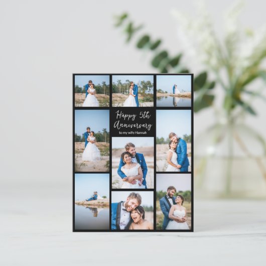 Aangepaste bruiloft Jubileum Pas getrouwd Fotocoll Briefkaart (Staand voorkant)