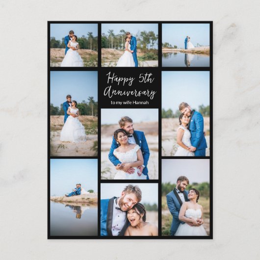 Aangepaste bruiloft Jubileum Pas getrouwd Fotocoll Briefkaart (Voorkant)