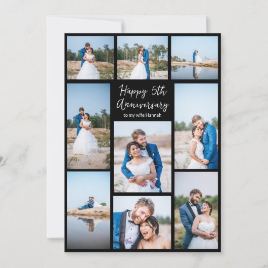 Aangepaste bruiloft Jubileum Pas getrouwd Fotocoll Kaart (Voorkant)