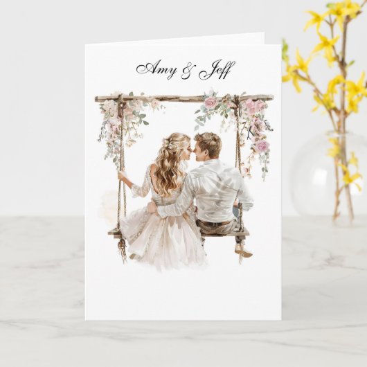 Aangepaste bruiloft Kaart (Gele Bloem)