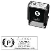 Aangepaste bruiloft laurier krans retour adres  zelfinktende stempel (In situ)