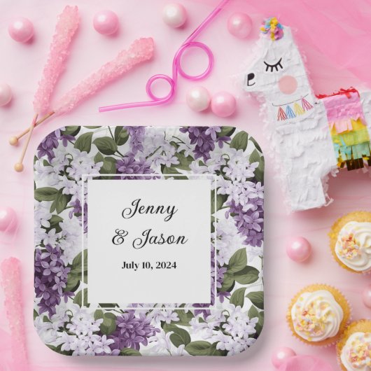 Aangepaste bruiloft Lilacs Papier Borden Papieren Bordje (Feest)