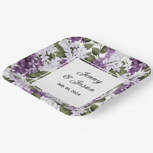 Aangepaste bruiloft Lilacs Papier Borden Papieren Bordje (Gebogen)