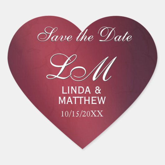 Aangepaste bruiloft Logo Stickers - Hartvormig (Voorkant)