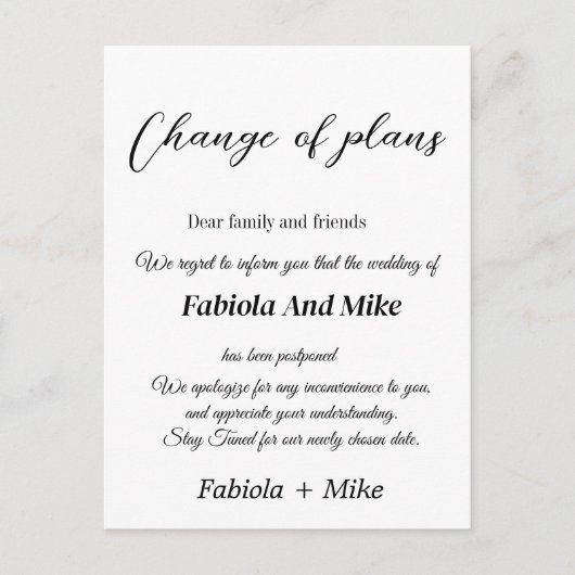 Aangepaste bruiloft met briefkaart (Voorkant)