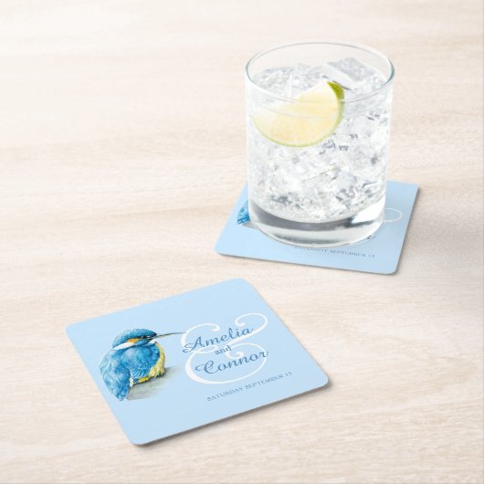 Aangepaste bruiloft met geschilderde ijsvogel kartonnen onderzetters (Insitu)