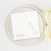 Aangepaste bruiloft Monogram Champagne Pop Goud Servet