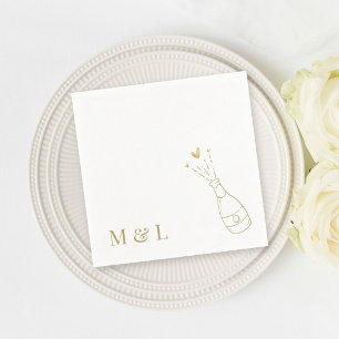 Aangepaste bruiloft Monogram Champagne Pop Goud Servet