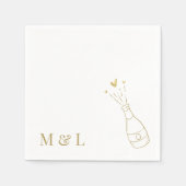 Aangepaste bruiloft Monogram Champagne Pop Goud Servet (Voorkant)