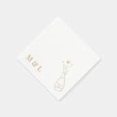 Aangepaste bruiloft Monogram Champagne Pop Goud Servet (Hoek)