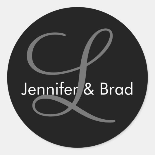 Aangepaste bruiloft Monogram Favor & Envelope Stic Ronde Sticker (Voorkant)