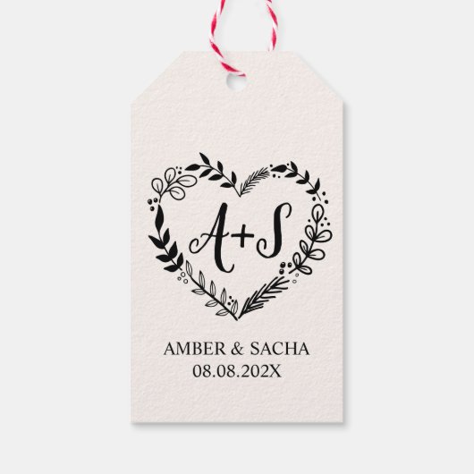 Aangepaste bruiloft Monogram Logo Cadeaulabel (Achterkant)