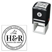 Aangepaste bruiloft Monogram retour adres ronde Zelfinktende Stempel (In situ)