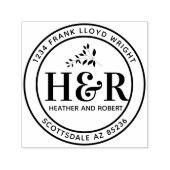 Aangepaste bruiloft Monogram retour adres ronde Zelfinktende Stempel (Design)