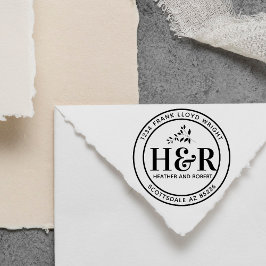 Aangepaste bruiloft Monogram retour adres ronde Zelfinktende Stempel