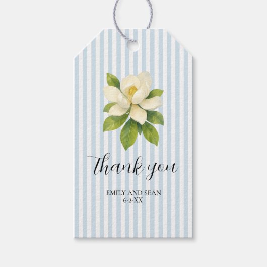 Aangepaste bruiloft naam Magnolia Dank u Cadeaulabel (Voorkant)