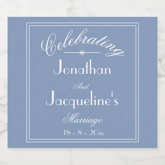 Aangepaste bruiloft Names Chic Dusty Blue Bier Etiket (Enkel label)