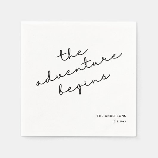 Aangepaste bruiloft Napkins Het avontuur begint Servet (Voorkant)