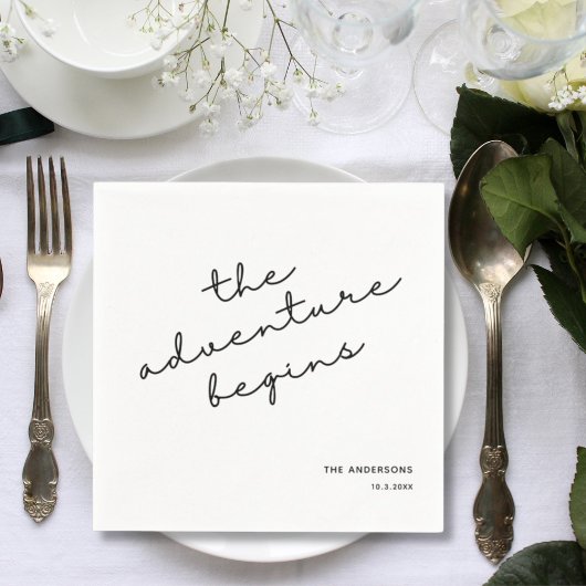 Aangepaste bruiloft Napkins Het avontuur begint Servet