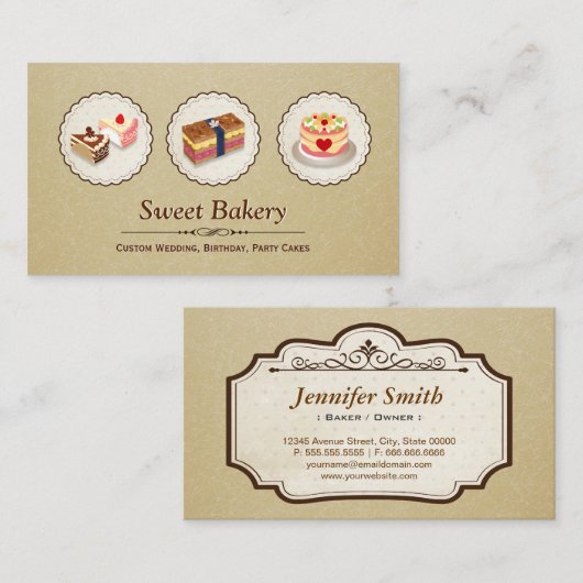 Aangepaste bruiloft op feestdag voor banketbakkeri visitekaartje (Voorkant / Achterkant)