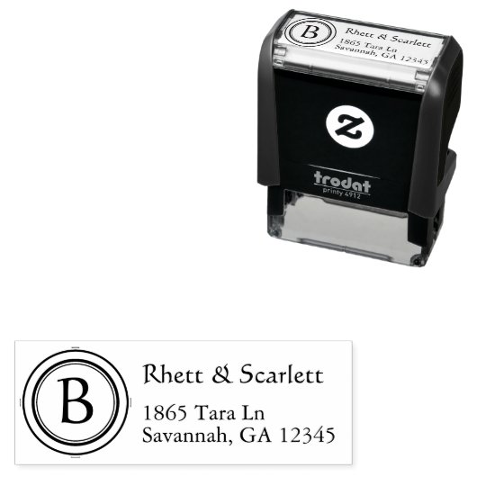 Aangepaste bruiloft paar | Monogram retouradres Zelfinktende Stempel (In situ)