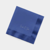 Aangepaste bruiloft paar scriptnaam Navy Silver Folie Servetten (Links)