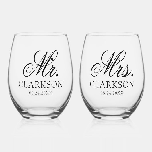 Aangepaste bruiloft paar Stemless wijnglas Wijnglas Zonder Voet (Voorkant)