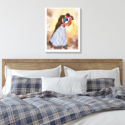 Aangepaste bruiloft portret, gepersonaliseerde ges canvas afdruk (Insitu (Slaapkamer))